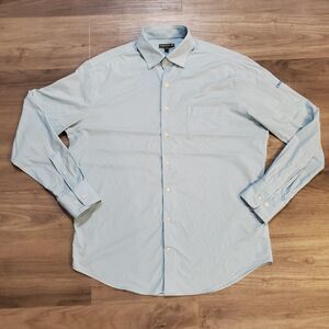 Peter Millar Summer Comfort Button Down Shirt Blue Check Plaid Men's Sz L Preppy